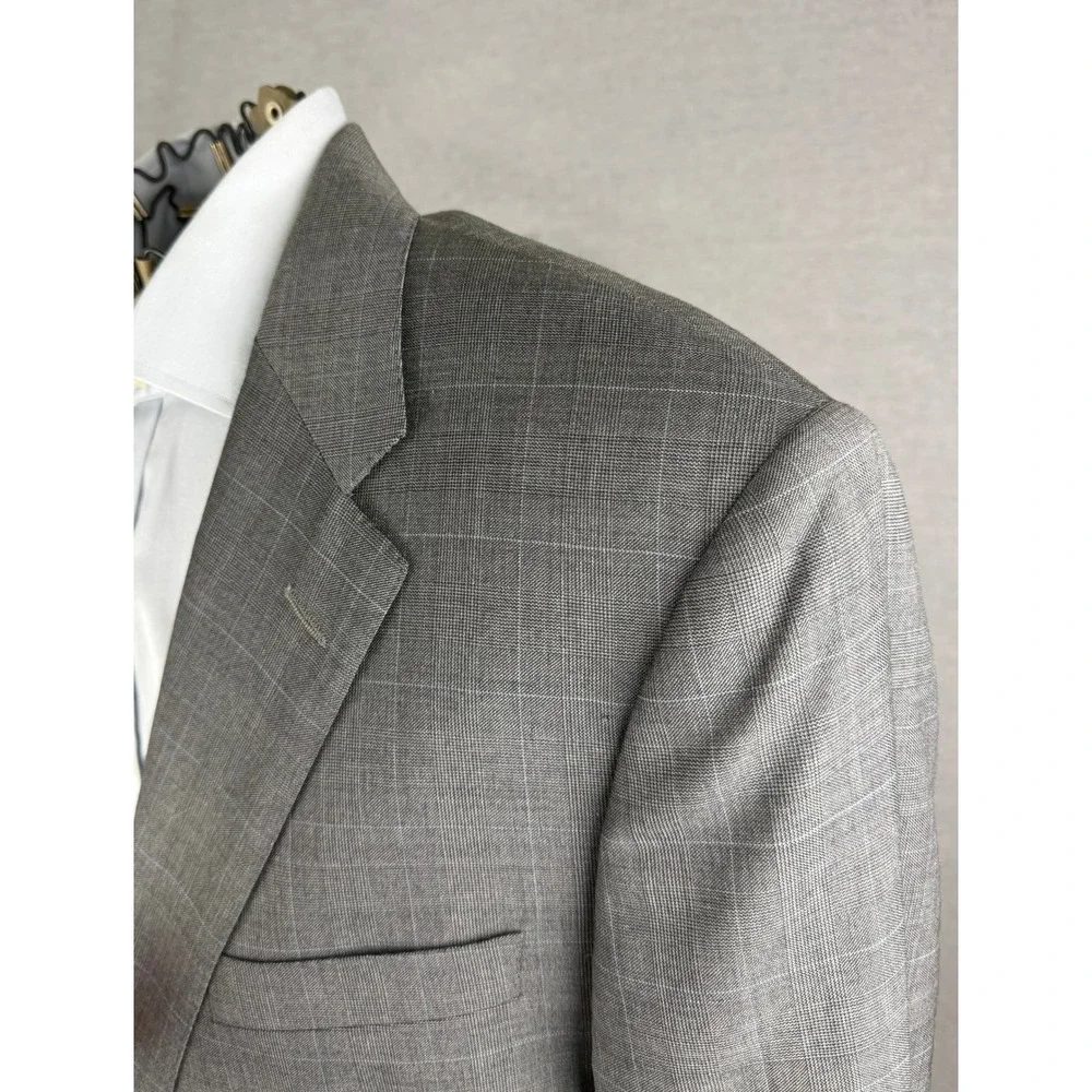 Hickey‎ Freeman Nordstrom Mens Grey Glen Plaid Worsted Wool Suit 44 Long Madison